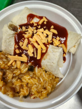 Ready to eat freezer meal - Beef Enchiladas with Spanish Rice